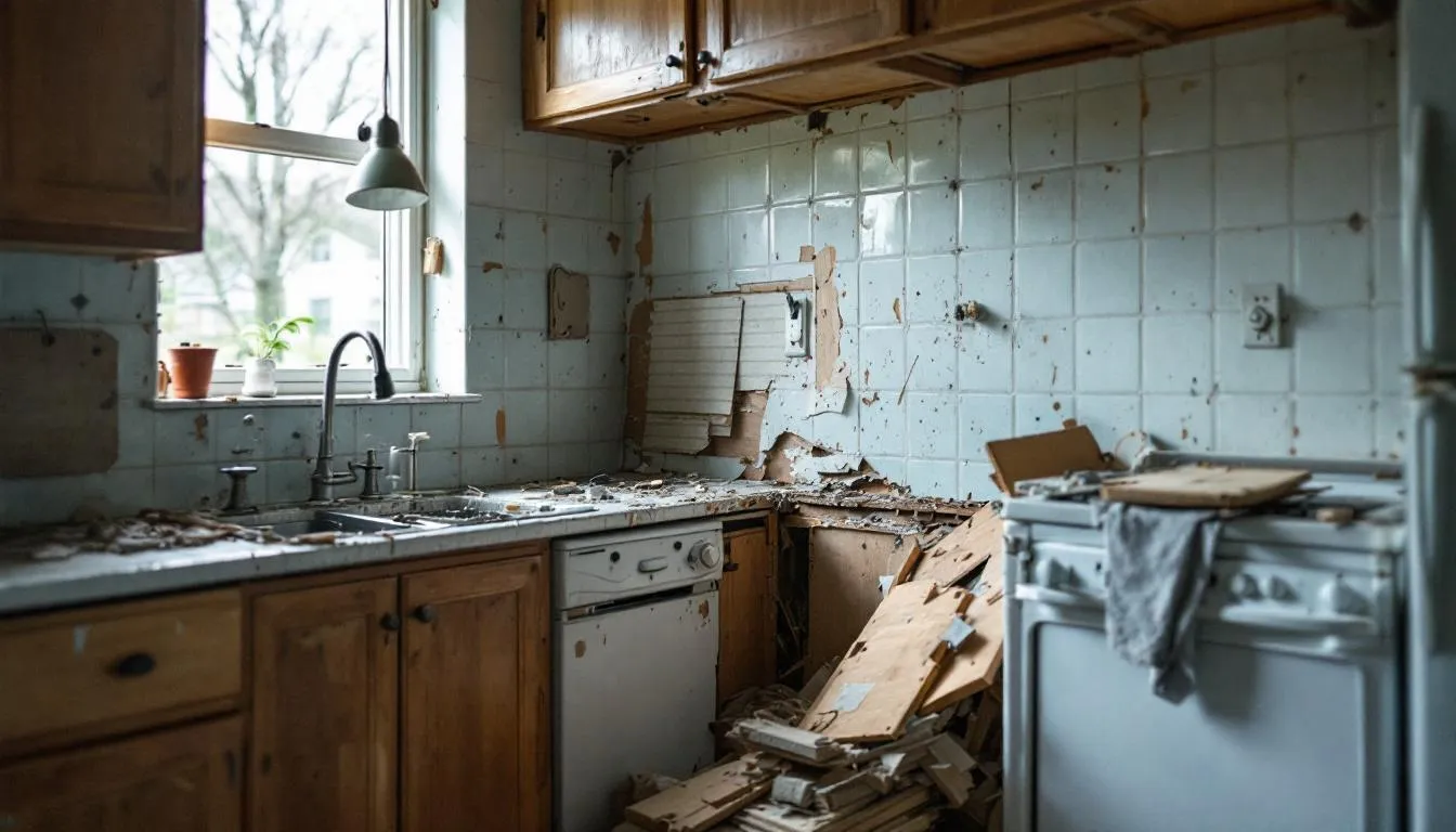Outdated Cabinet Layout Blocking Natural Light in Manor